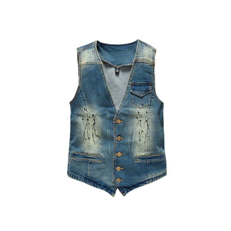 Denim vest slim men's personality trend denim