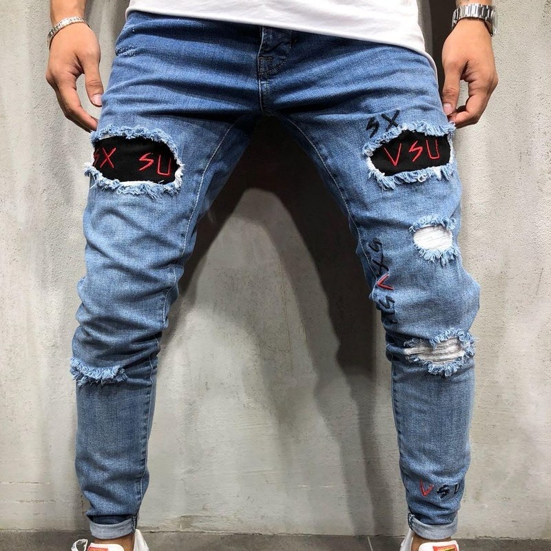 Men's  Fashion And Comfort Jeans Embroidered Trousers