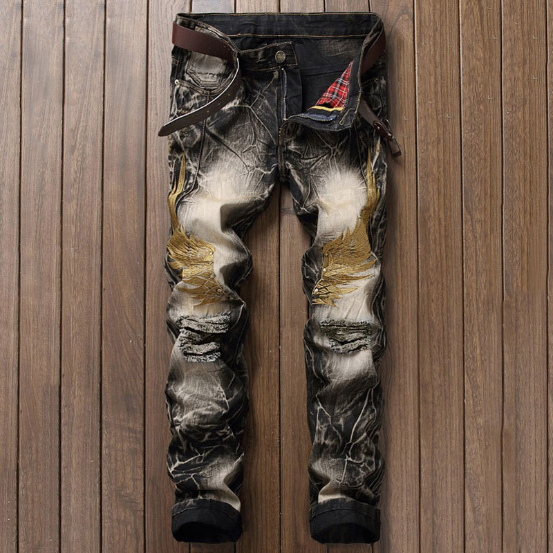 Men's Versatile Fashionable And Comfortable Embroidered Jeans