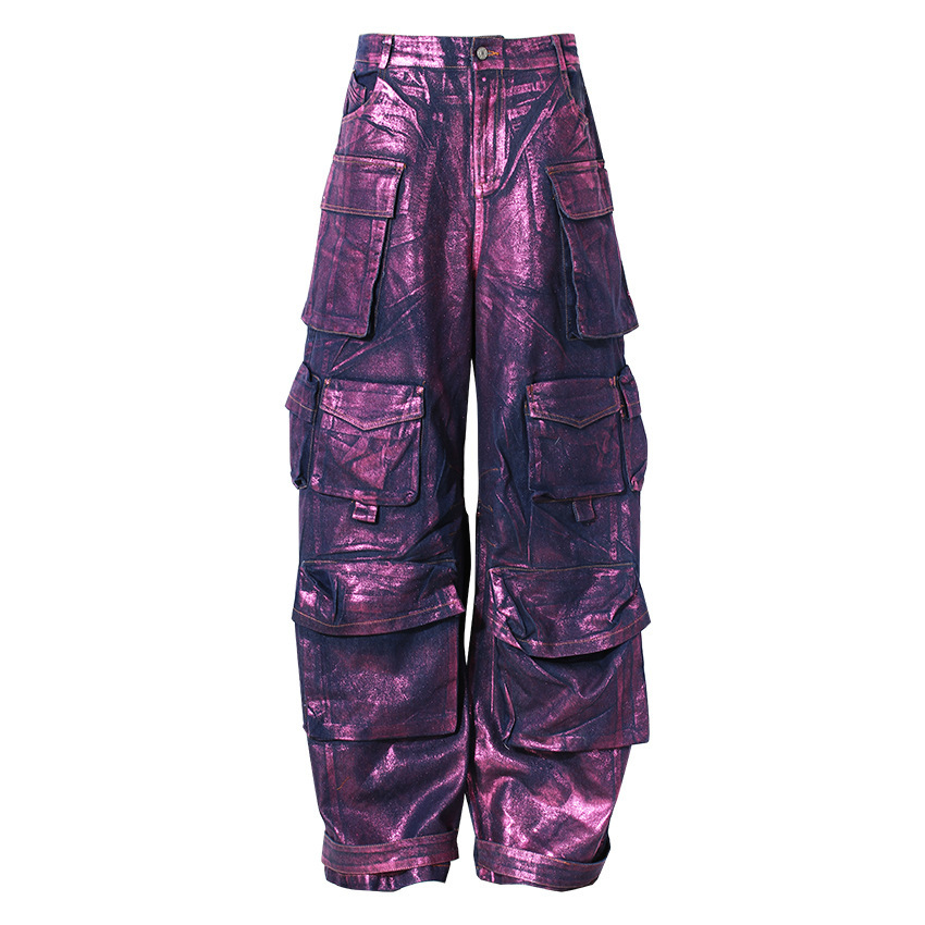 Women's Fashionable Purple Bronzing Casual Jeans